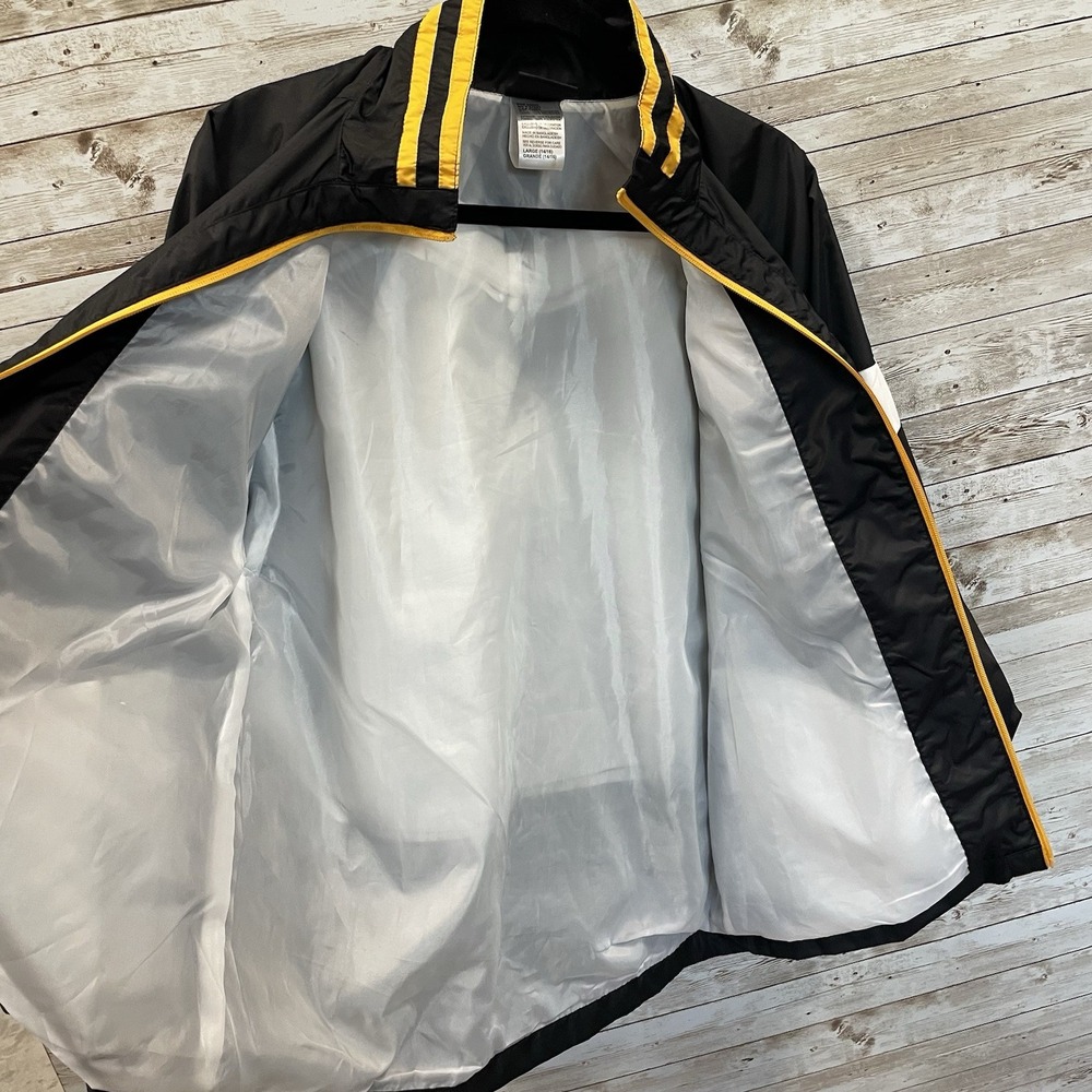 NFL Team Apparel Steelers Youth L 14/16 Windbreaker Jacket Full Zip Black Gold - Picture 2 of 11